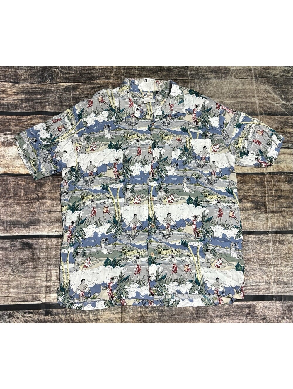 VTG Cherokee Shirt Mens XL Waikiki Wear Short Sleeve Graphic Beach